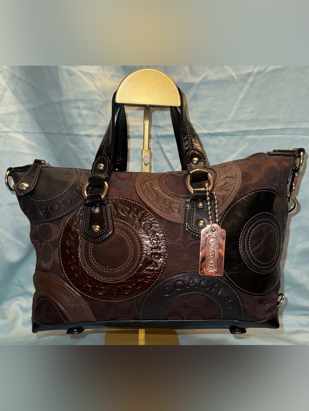 Coach Ashley Patchwork Satchel F15474 Authentic